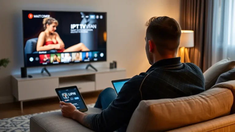 Watching private adult IPTV with VPN protection on smart device