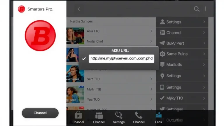 IPTV app player displaying an iptv M3U playlist channels