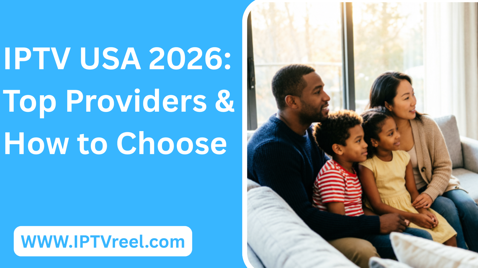 iptv usa streaming setup showing American channels on smart TV in modern living room