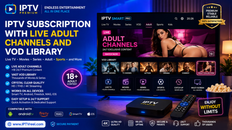 IPTV subscription with live adult channels and VOD library